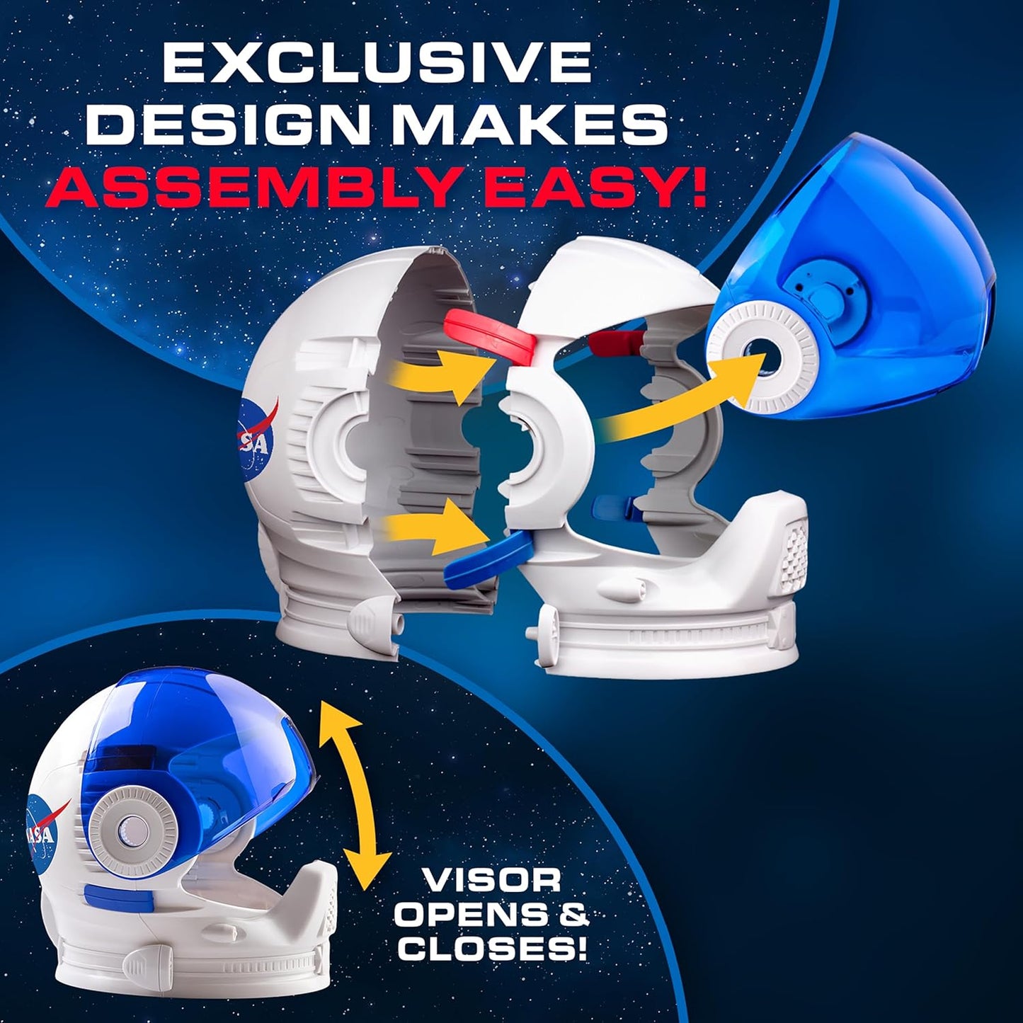 Blue Marble NASA Astronaut Helmet Halloween Costume Accessory – Wearable Space Helmet for Astronaut Costume for Kids, Sticker Sheet, Educational Gift for Boys and Girls, Dress Up and Pretend Play