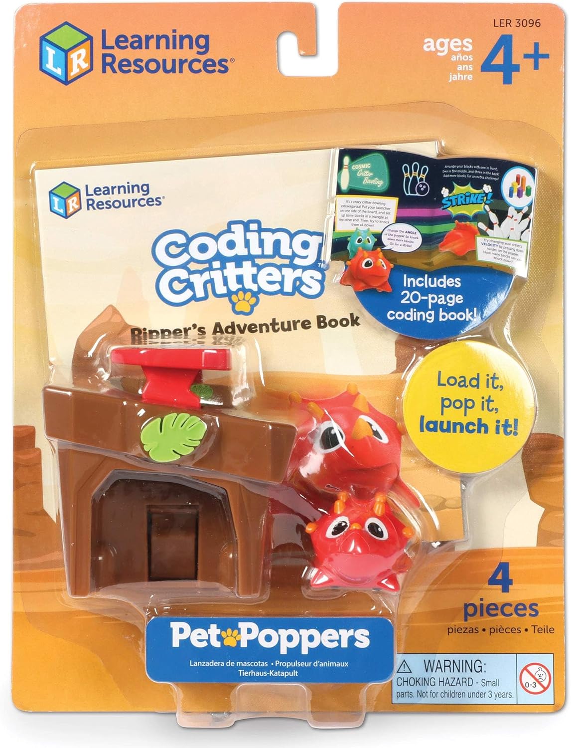 Learning Resources Coding Critters Go Pets Ripper the Dino - Robotics for Kids, STEM Programming, Scientific Building Toys, Engineering Gift Set, Games for Boys and Girls