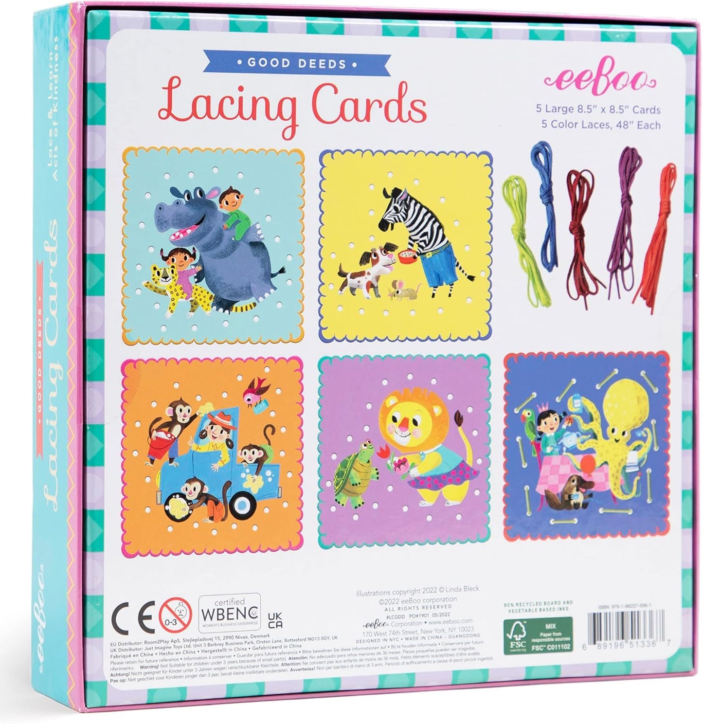eeBoo Good Deeds Lacing Cards/Set of 5 Cards/Ages 5+