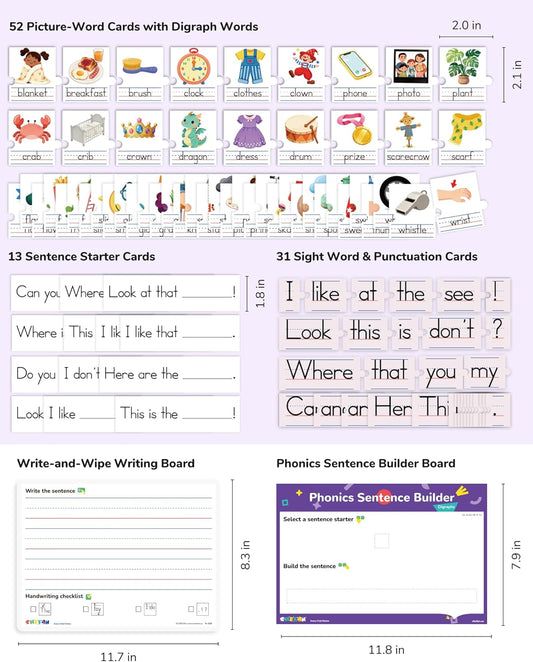 CHEFAN Sentence Building for Kids, Learn to Read & Write, Sight Words Learning Toy, Sentence Board with Writing Board, Speech Therapy for Preschool Kindergarten
