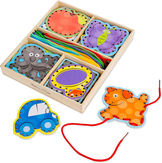 Melissa & Doug Alphabet Wooden Lacing Cards With Double-Sided Panels and Matching Laces