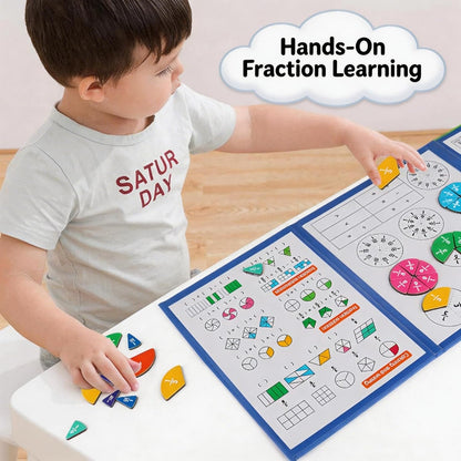 Magnetic Fraction Educational Puzzle, Magnetic Fraction Demonstration Book with Fraction Tiles & Circles, Math Manipulatives for Elementary School, Math Learning Skills for Kids