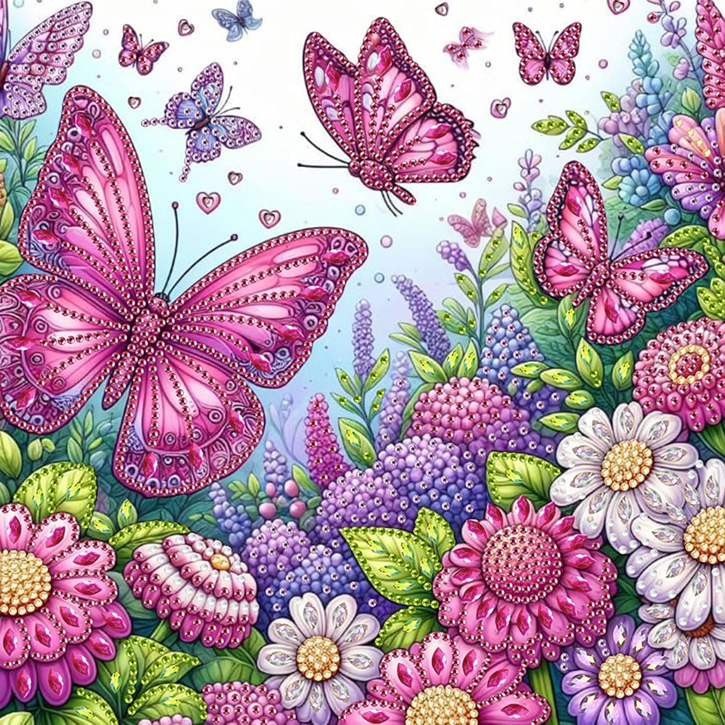 POETRYDRAW Pink Butterfly Special Shaped 5D DIY Partial Drill Diamond Art Painting Kit 30x30cm (Butterfly-1)