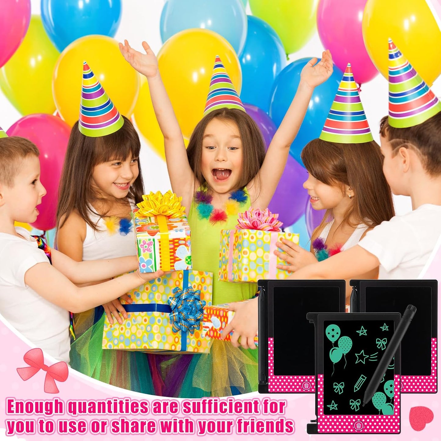 Nezyo 24 Pack Toy Inspires Party Favors Supplies, LCD Writing Tablet for Kids, 4.6'' Mini Board Drawing Tablet, Cartoon Goodie Bags Stuffers Birthday Toddler Boy Student Gifts