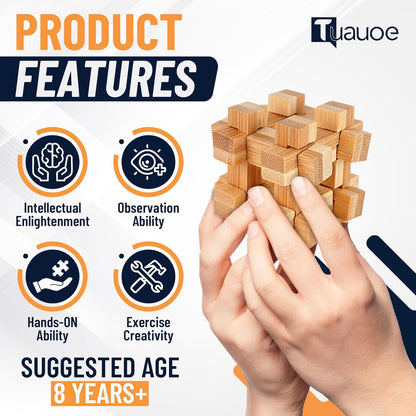 Wooden Brain Teaser Puzzles, 12pcs 3D Brain Teasers for Adults Teens Kids, Logic Mind Puzzle Box Lock Toy Removing Assembling Gift Set, Small Unique IQ Hand Puzzles