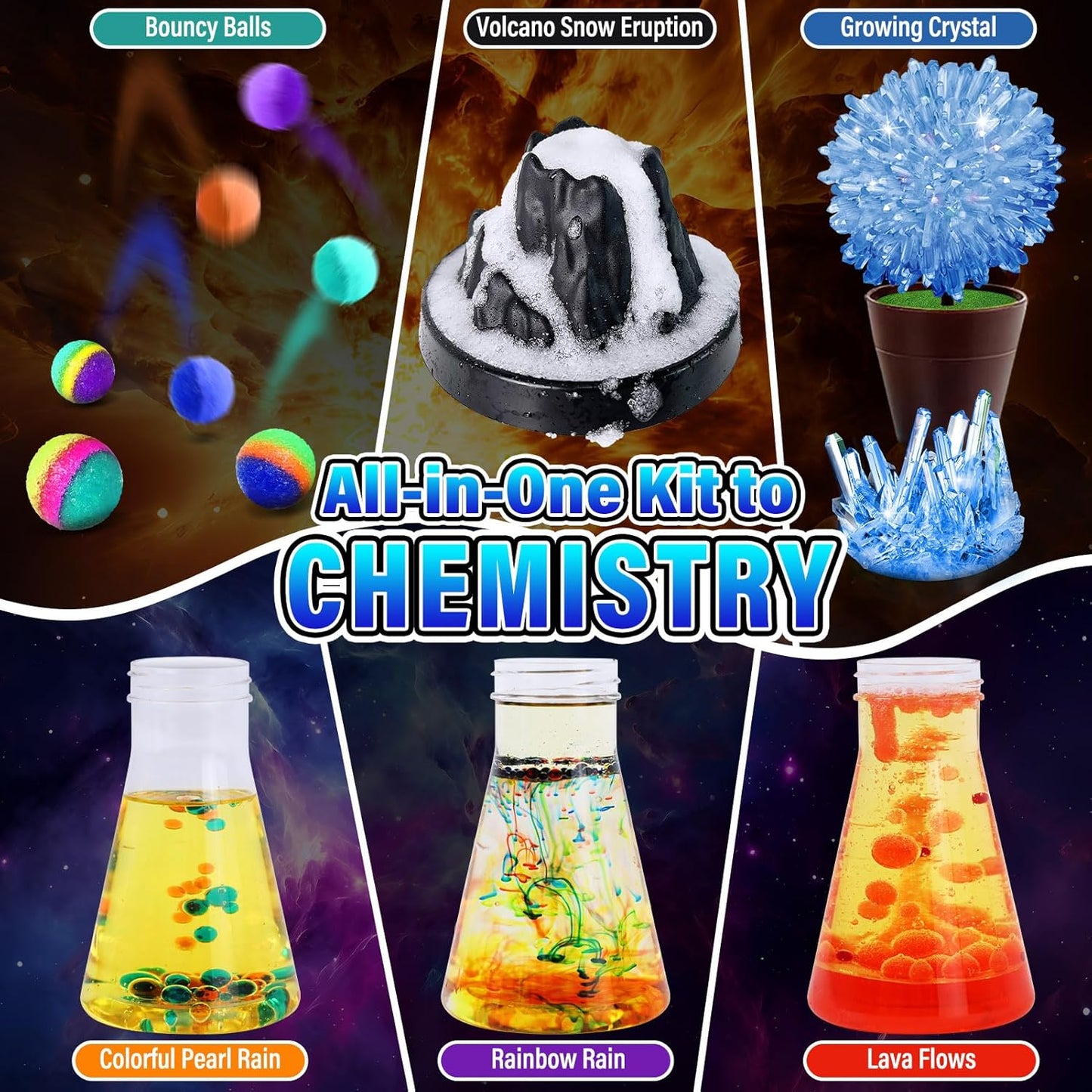 PATIFEED 250 Experiments Kits for Kids, Science S.T.E.M Projects Scientific Toys for Boys Girls Gifts Ideas Birthday Christmas, Erupting Volcano, Planet, Bouncy Ball,Chemistry Scientist Set