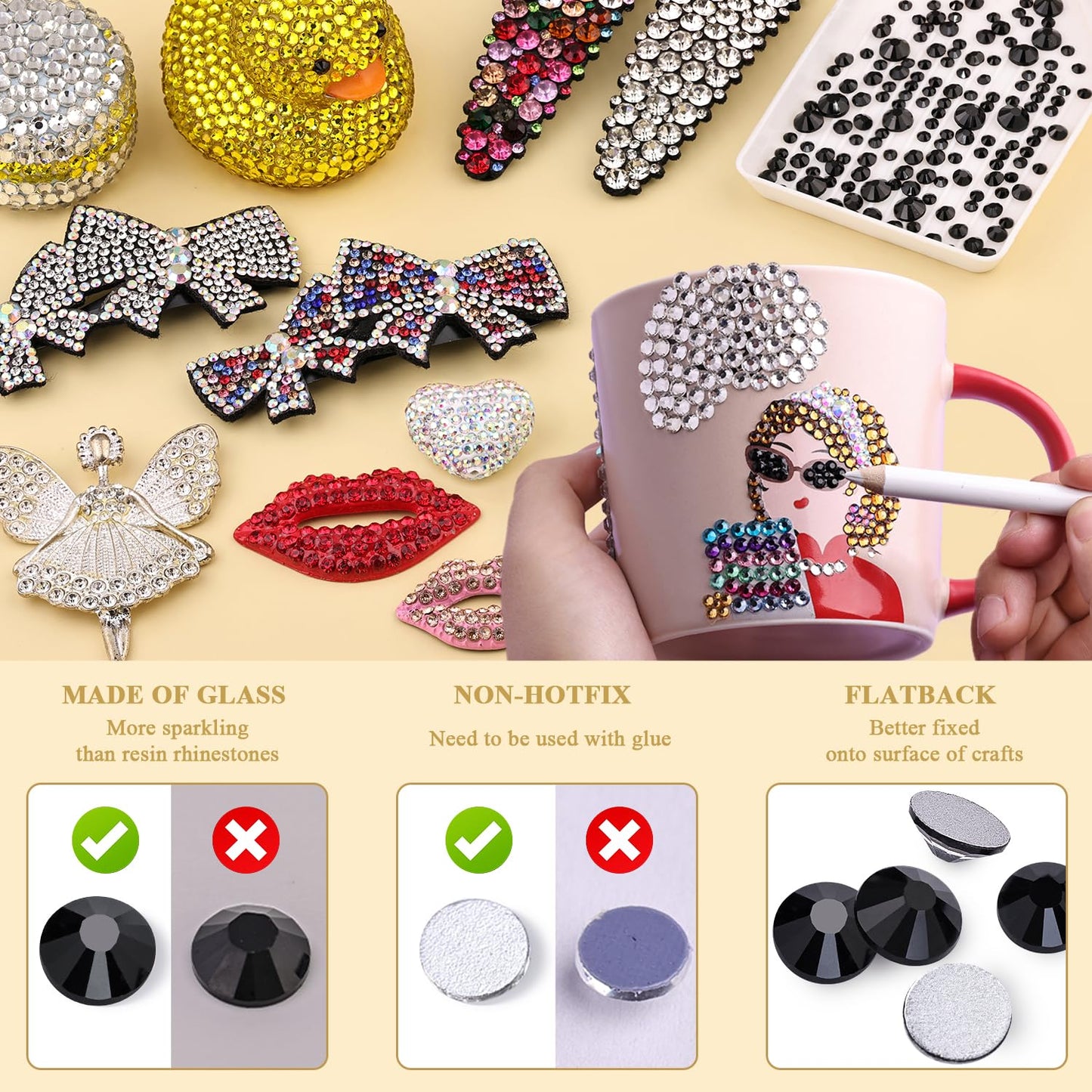5000PCS SS6/2mm Glass Crystal Rhinestones (Clear), Bedazzling Flatback Rhinestones for Crafting DIY Crafts Nail Art Makeup Decoration, Gems Diamond Charms for Tumbler Shoes Clothing Mug