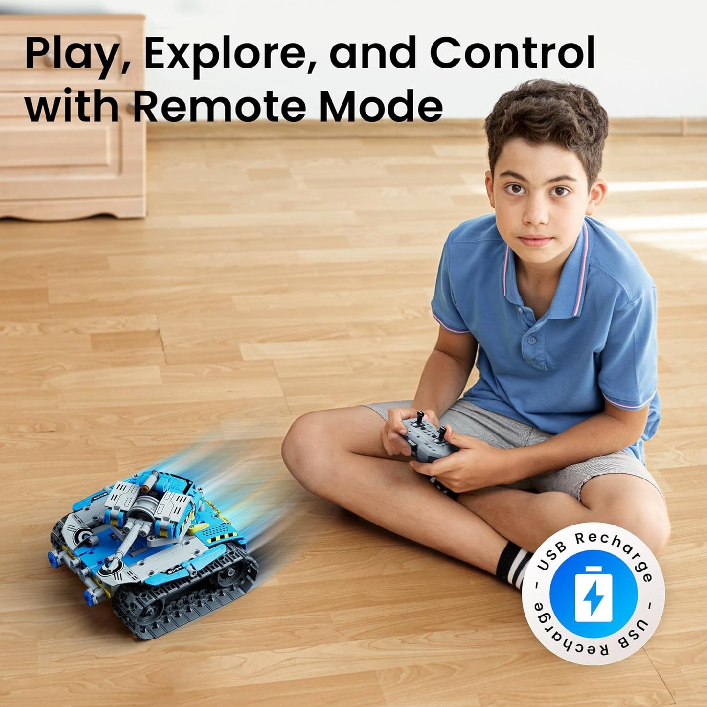 Sillbird Robot Building Kit with Remote Control STEM Gifts for Boys Age 8-13, Technic Coding Robotic Toys for Kids Birthday, Buildable 5in1 Models with 488 Pieces