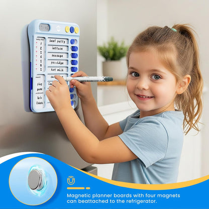 Magnetic Chore Chart for Kids, ADHD Tools for Kids to Do List Checklist Task Board Routine Chart Visual Schedule for Fridge with 10 Sliders and Magnetic Marker - White
