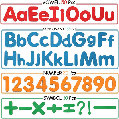 235 Pcs Magnetic Letter Number with Magnet Board, 2 Erasable Magnetic Pen and Storage Box, Foam ABC Alphabet Gift for Refrigerator Fridge, Classroom Toy for Toddler Kid Child Spelling & Learning Game