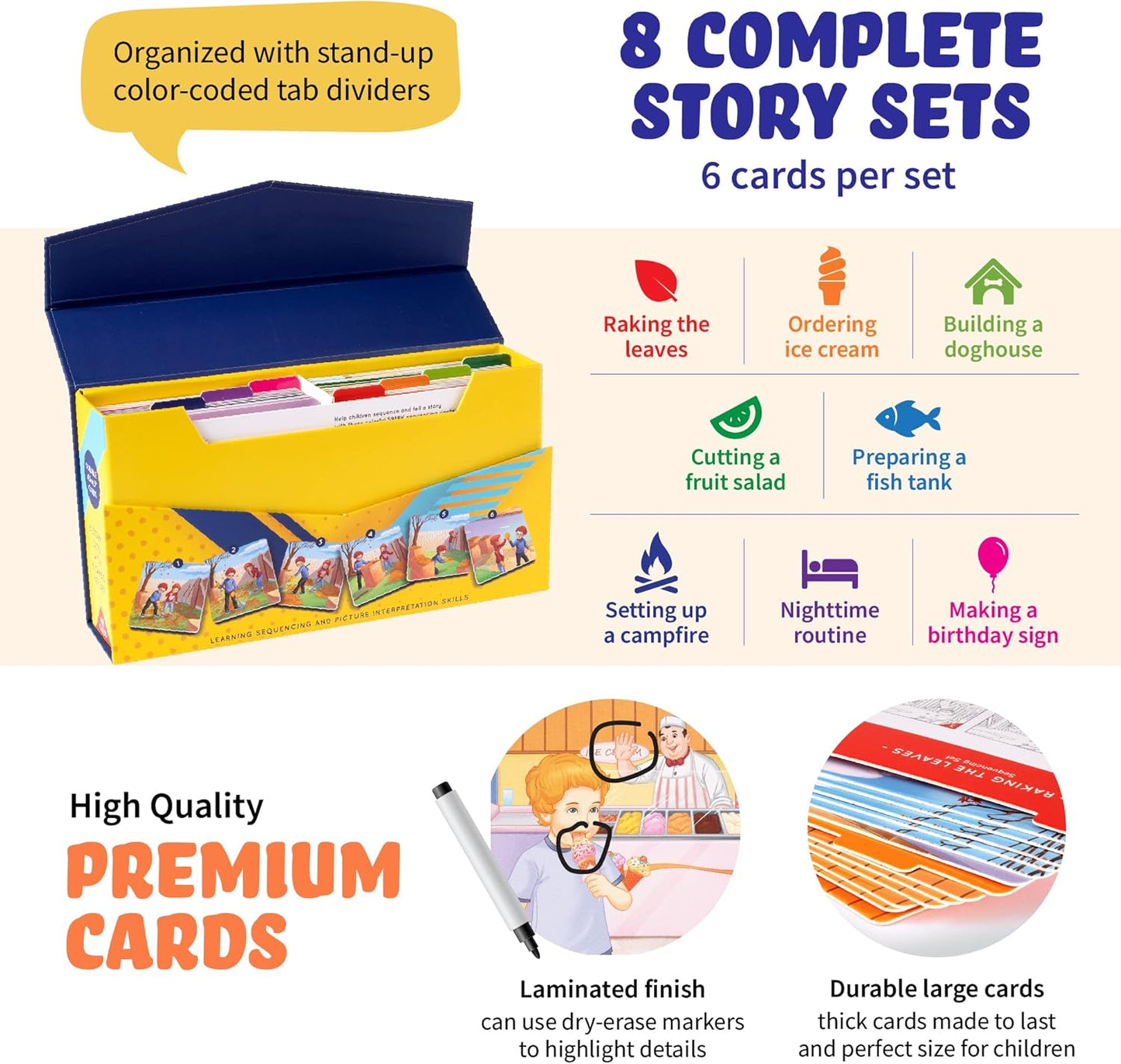 Sequence for Kids Cards, Speech Therapy Materials, Homeschool SEL, Autism, Tell A Story Picture Cards, Social Skills, Picture Cards, ESL, ELL