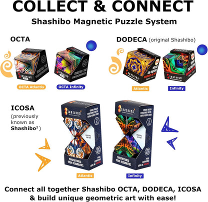 Shashibo Octa Shape Shifting Box - STEM Fidget Toy with Ultra Strong Magnets, Perfect Sensory Gift for Kids, Teens, and Adults – Pairs w/All Shashibo Cubes (Infinity)
