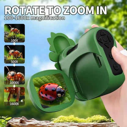 1600X Handheld Microscope for Kids 2" IPS Screen Kit Mini Pocket Digital Microscopes STEM Science with Slides Photo Video Rechargeable Portable Scope Gift for Ages 6-12 (Purple)