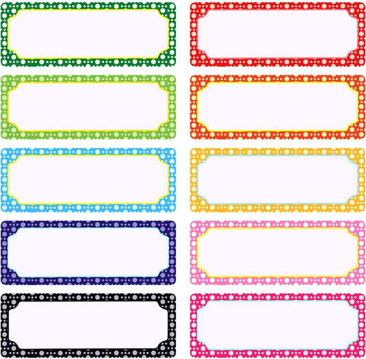 50 Pieces Magnetic Name Tags Dry Erase Labels White Board Nameplates Sticker for School Office Home, 3 x 1.2 Inch, 10 Colors (Cute)
