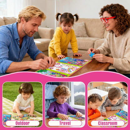 Magnetic Unicorn Mermaid Princess Puzzle for Girls Ages 3-6, 20 Piece Travel Magnetic Puzzle for Toddlers, Car Airplane Road Trip Activity Toy