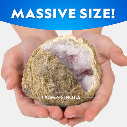 National Geographic Break Open 10 Premium Geodes – Includes Goggles & 2 Display Stands - Great STEM Science Kit, Geology Gift for Kids, Break Your Own Geodes with Crystals