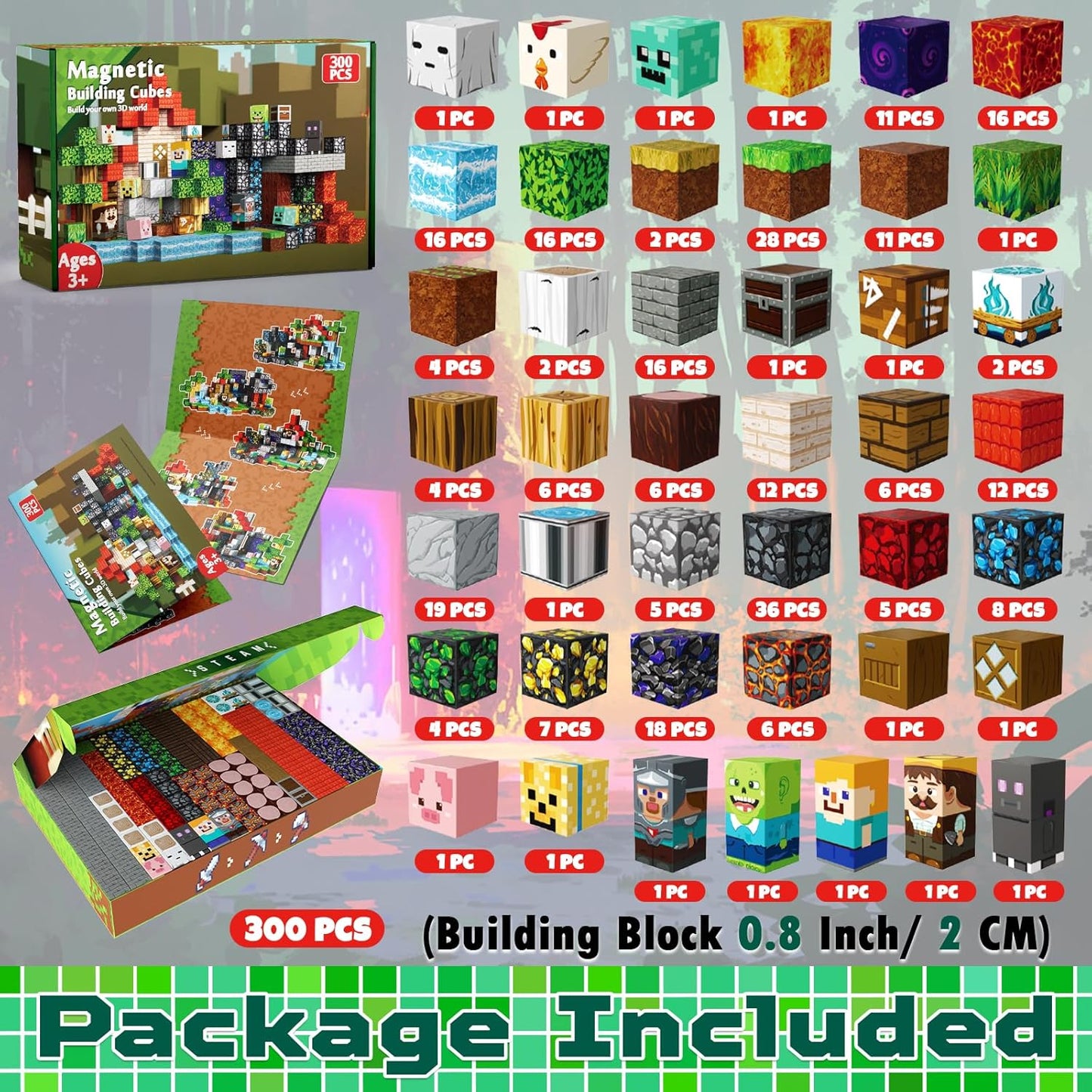 GraceDuck 300 PCS Magnetic Blocks - Magnetic Building Blocks, Stacking Magnets for Kids, Sensory Toy for STEM Montessori Sensory Toys for Kids 3+ Boys and Girls Christmas Birthday Gifts