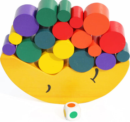 TOWO Wooden Stacking Blocks Balancing Game for Children - Moon Equilibrium Game Moon Wooden Stacking Blocks and Sorting Toy for 3 Years Old- Math Educational Toys for Preschool Kids