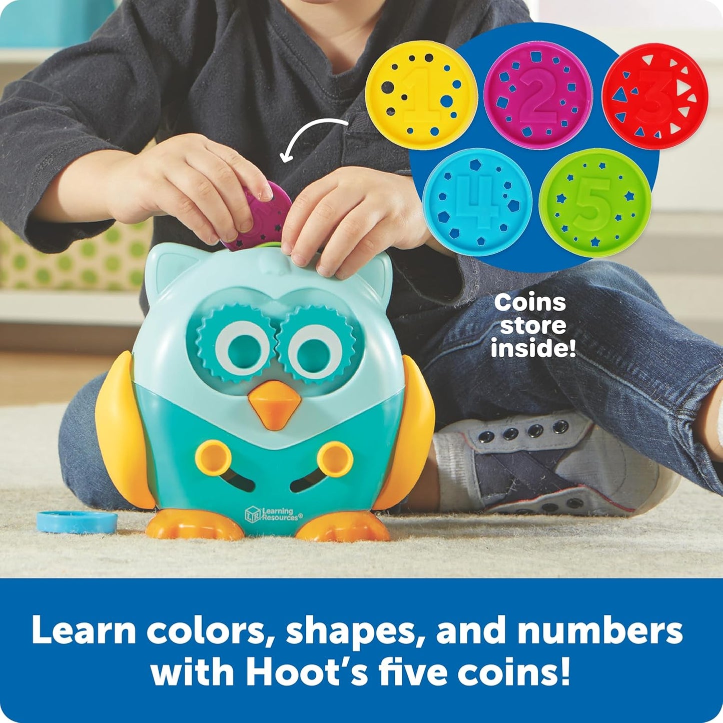Learning Resources Hoot the Fine Motor Owl - 6 Pieces, Ages 18+ Months, Toddler Toys, Fine Motor and Sensory for Kids