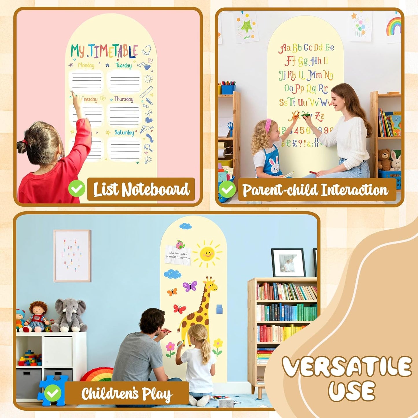 8 PCS Magnetic Wall Decals for Kids Magnetic Chalkboard Peel and Stick Magnet Sheets Board Sticker Tangram Puzzle Self Adhesive Contact Paper Dry Erase Blackboard for Playroom Homeschool 15.7"x10.4"