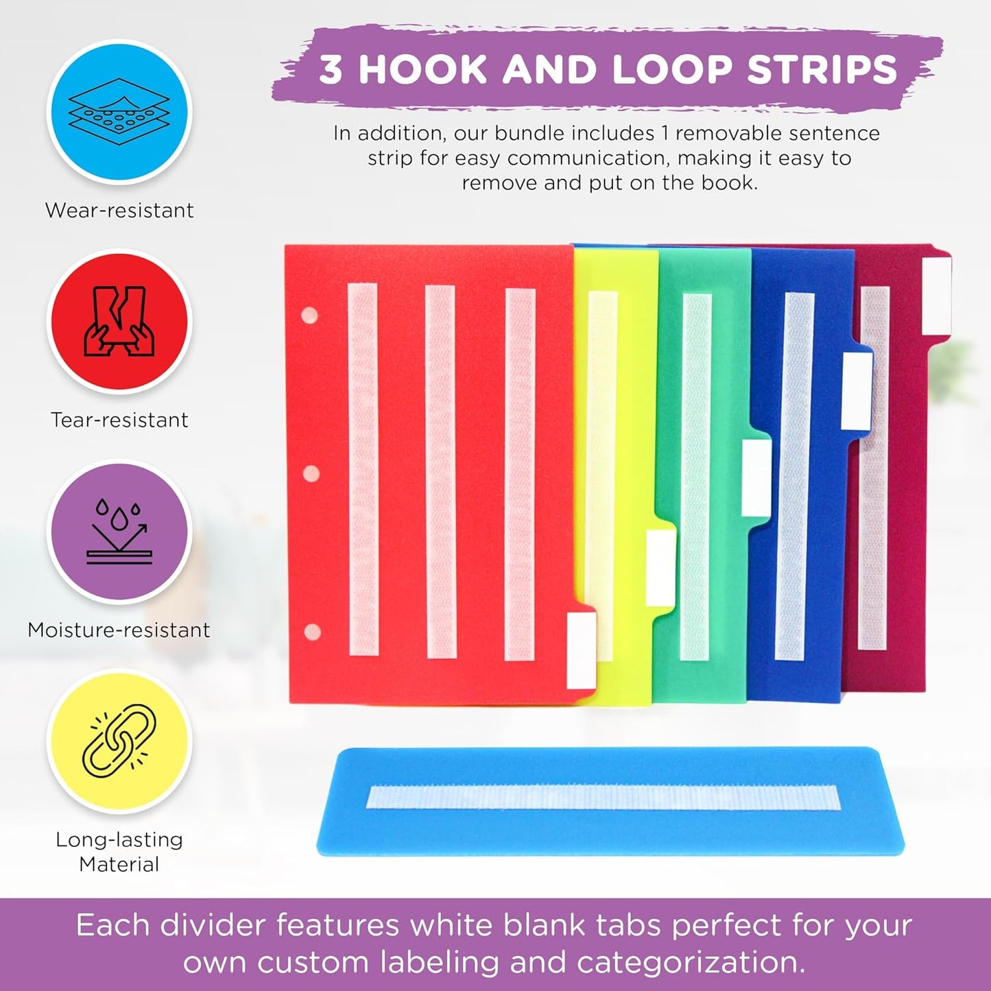 Smile4autism Large 2.5x10 ¼” Tools Perfect to Keep Your Loose Visual Picture Cards Organized. Autism, ABA, ADHD, Language & Apraxia Aspergers