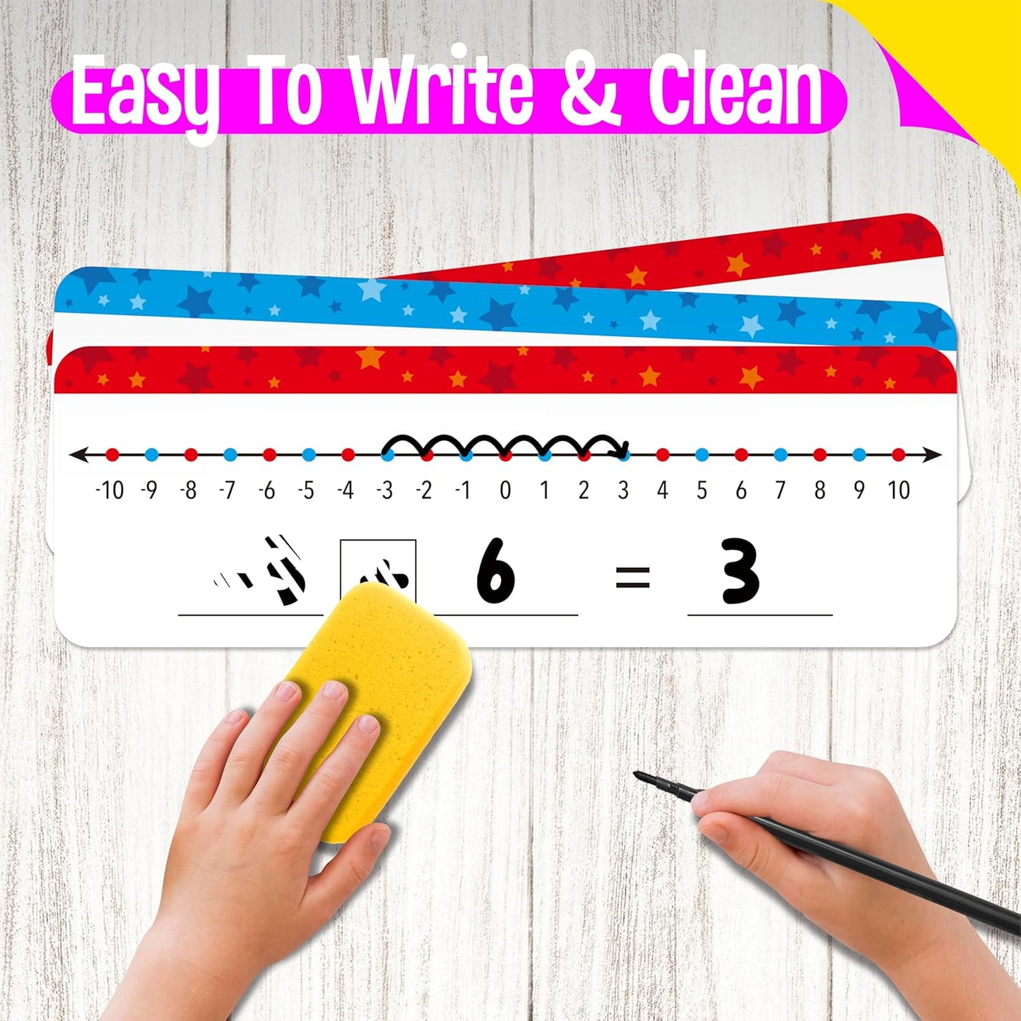 8 Packs Magnetic Number Line Boards, Dry Erase Writable and Erasable Math Board Addition & Subtraction White Board Magnets for Kids, Students, Classroom and Home (Each Measures 12” x 3.5”)