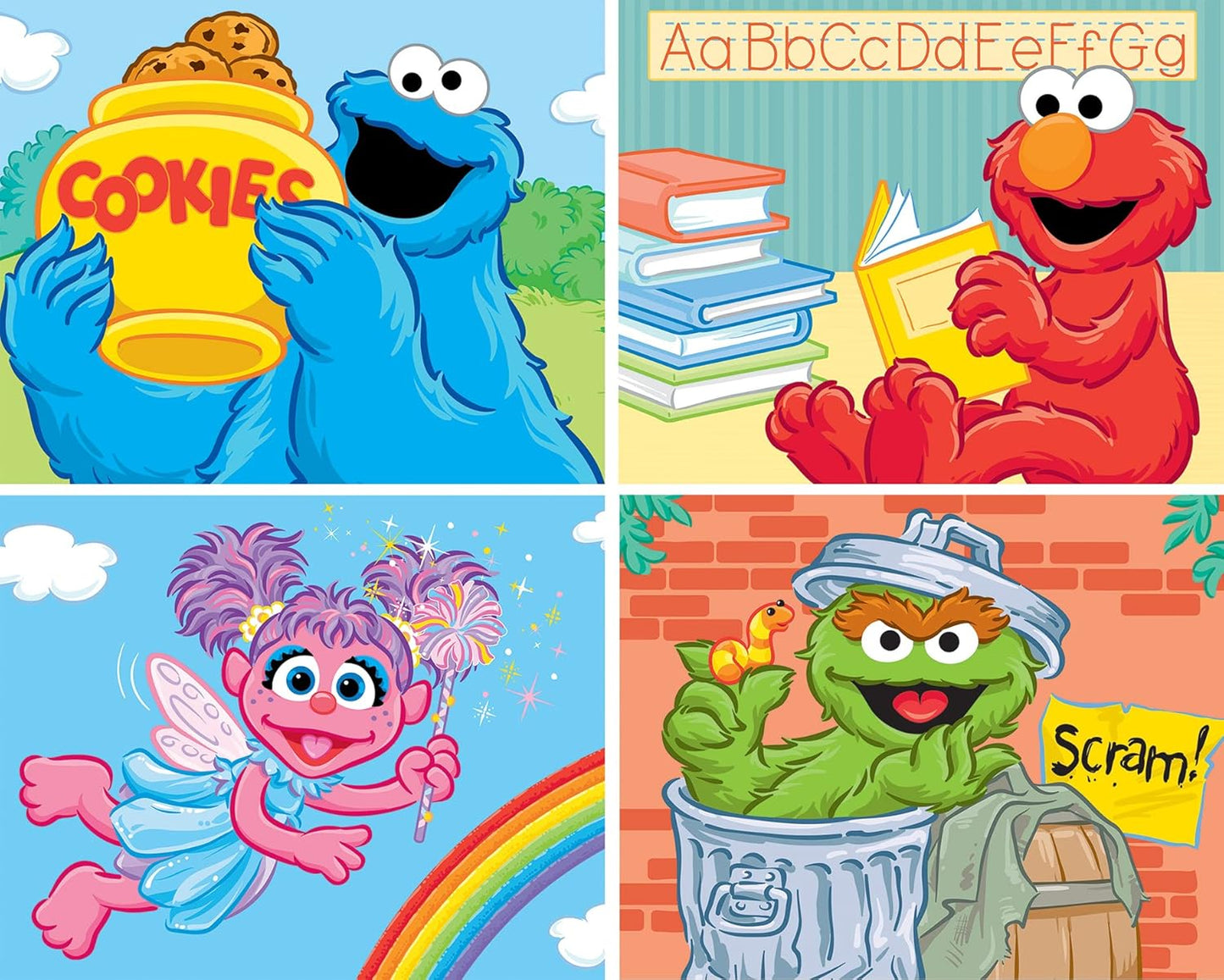 MasterPieces Puzzle Set - 4-Pack 24 Piece Jigsaw Puzzle for Kids - Sesame Street 4-Pack - 8"x10"