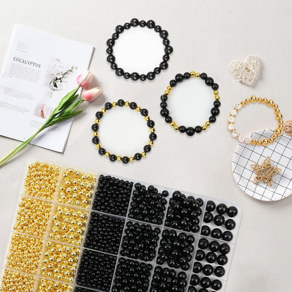 Hpebl 2136PCS Beads for Bracelets Pearl Bracelet Making Kit Friendship Bracelet Kits Bracelet Bead Kits Small Pearl Bead and Gold Beads Beading Kit for Bracelets Jewelry Making Kit