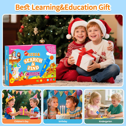 Qiaojoy Bilingual Interactive World Map for Kids Learning and Educational Toys, Talking Electronic Kids World Map i-Poster Geography Games Ages 3 to 12 Years Old, Custom Talking Birthday Gifts Card
