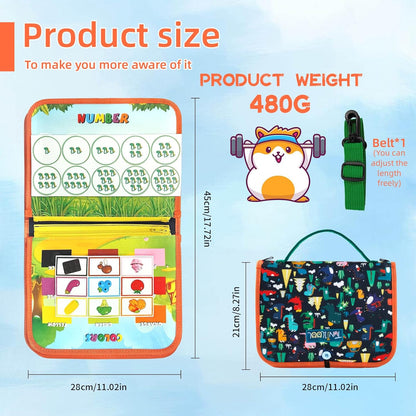 Montessori Busy Board - 8-in-1 Sensory Activity Book with Detachable Pages, Travel-Friendly Learning Toy for Fine Motor Skills & Preschool Education