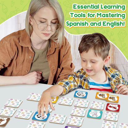 Edulok Memory Card Game, Toddler Match Game, Learn Spanish for Kids, Bilingual Flash Cards, Learning Toys for 4 Year Old, Preschool Learning Activities, Homeschool Supplies, Kindergarten Toys