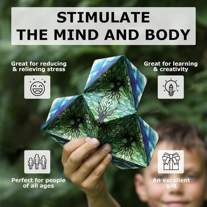 Shashibo Shape Shifting Box - Award-Winning STEM Fidget Toy with Ultra Strong Magnets - Puzzle Cube Transforms Into 100+ Shapes, Perfect Sensory Gift for Kids, Teens, and Adults (Blue Planet)