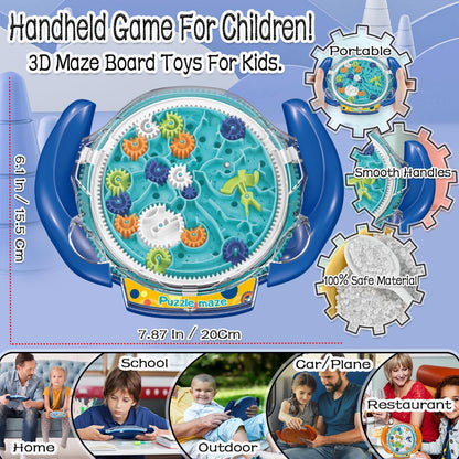 JRD&BS WINL The Ultimate Mind Puzzles for Ages 8-10 Challenge 3D Maze Game Brain Teaser Puzzles Toys for Children Teens and Adult Fun Travel Game for Kids Toys Labyrinth Game Marble Maze (Blue)