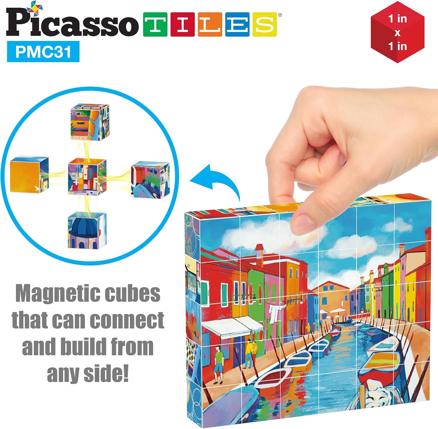 PicassoTiles Magnetic Cube Puzzle 7-in-1 Dinosaur Theme Pattern Magnet Mix Match Building Cubes Toy Set Kids Ages 3 & Up Preschool Children Promote Problem Solving Skills PMC10