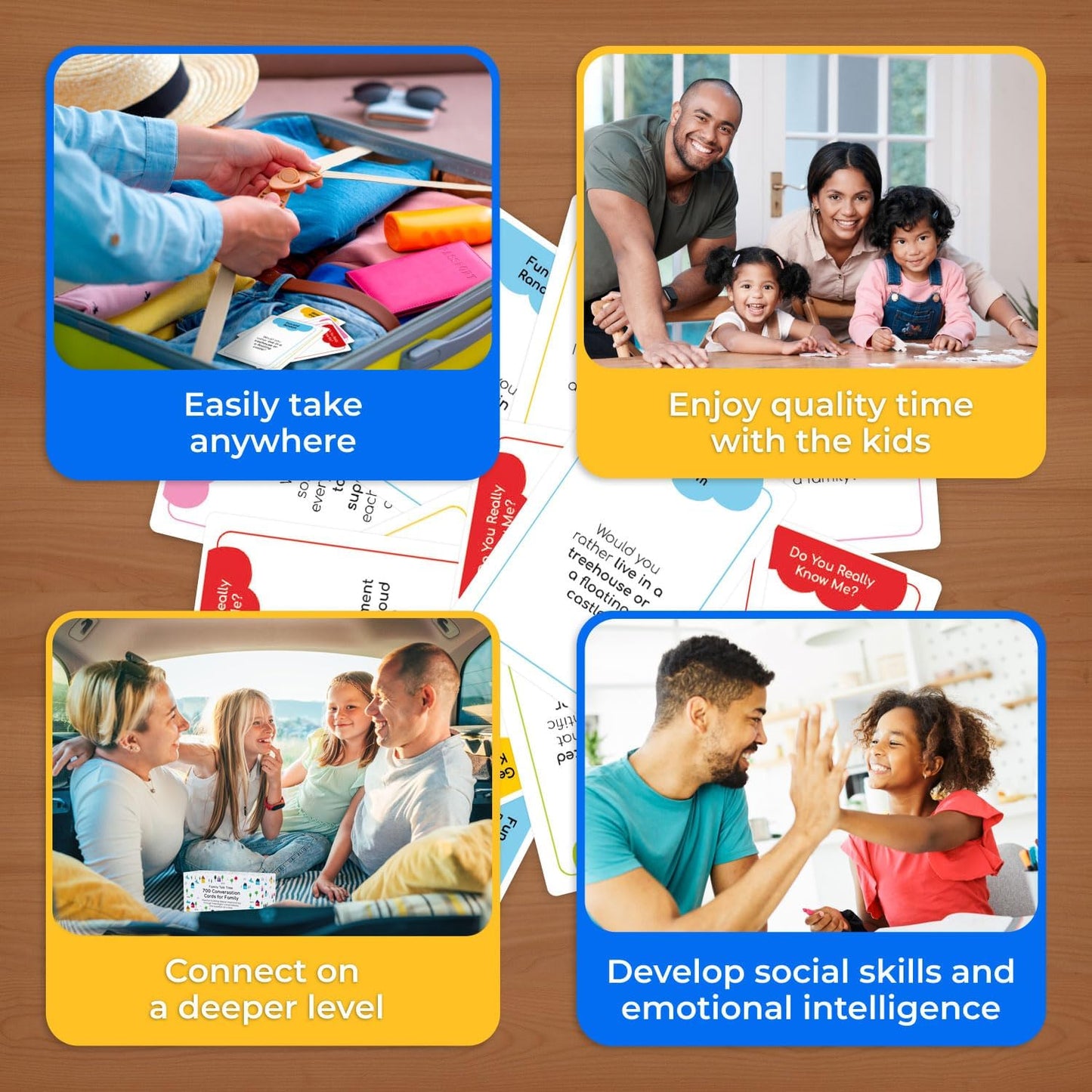 700 Family Conversation Cards, Fun Conversation Starters for Families, Play Dinner Table Games, Family Talking Cards, Color-Coded Across 6 Topics, Take Anywhere