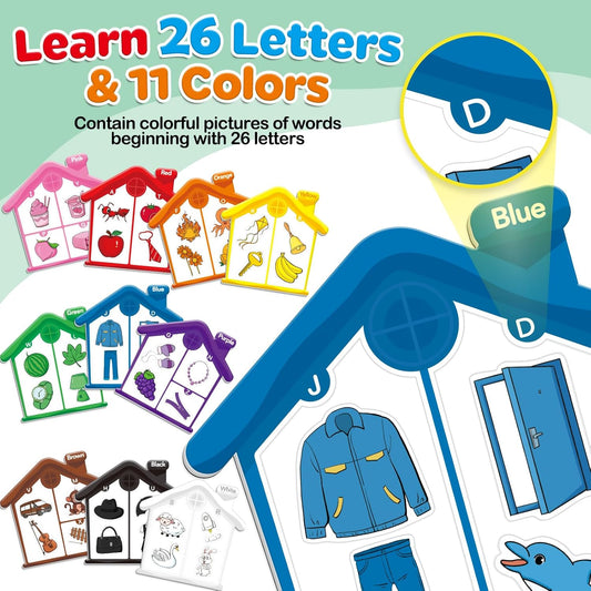 Torlam Magnetic Color Sorting Toys Alphabet Games Learning ABC Letter Recognition Color Shape Matching Fridge Magnets for Kids, Preschool Learning Activity Toddler Magnets for Refrigerator Whiteboard
