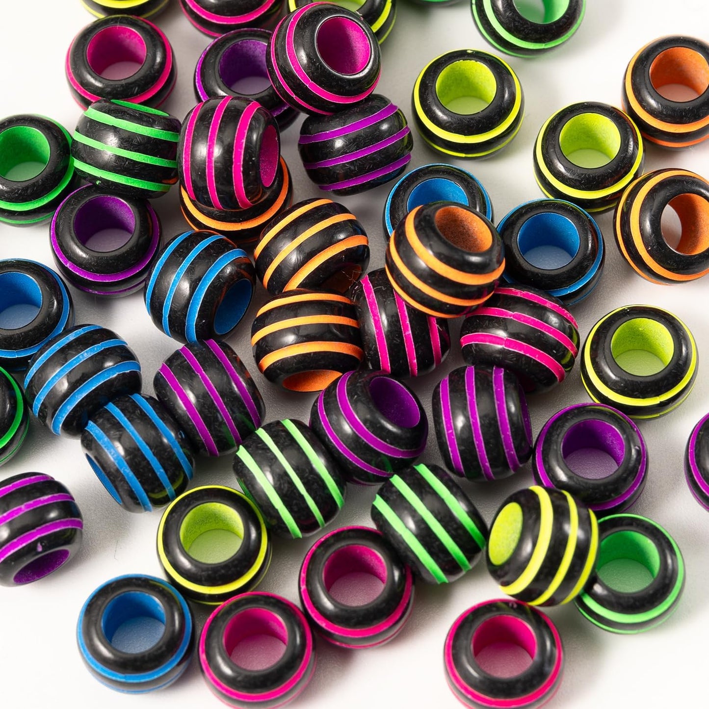 Gxueshan 1000 Pcs Acrylic Black Pony Beads 6x9mm Large Hole Pen Hair Kandi Beads Bulk for Friendship Bracelet Necklace Jewelry Making Earring Braiding Kit