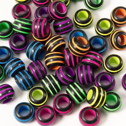 Gxueshan 1000 Pcs Acrylic Black Pony Beads 6x9mm Large Hole Pen Hair Kandi Beads Bulk for Friendship Bracelet Necklace Jewelry Making Earring Braiding Kit