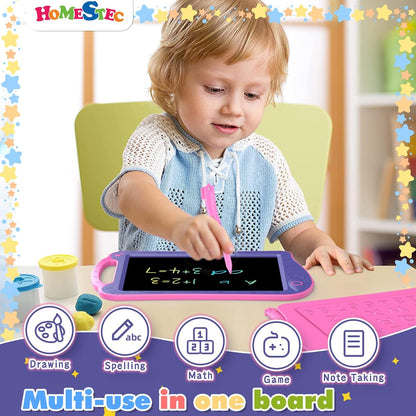 [ClimatePartner Certified] HOMESTEC Astrodraw Drawing Pad, Colorful LCD Writing Tablet for Kids, Doodle Board for Toddlers 3 4 5 6 Years Old, Travel Toy Birthday Gift for Boys Girls (Aqua/Purple)