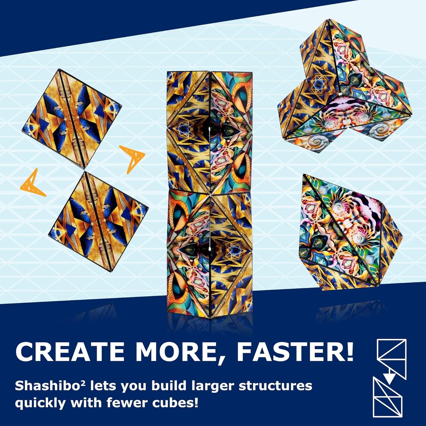 Shashibo Octa Shape Shifting Box - STEM Fidget Toy with Ultra Strong Magnets, Perfect Sensory Gift for Kids, Teens, and Adults – Pairs w/All Shashibo Cubes (Infinity)