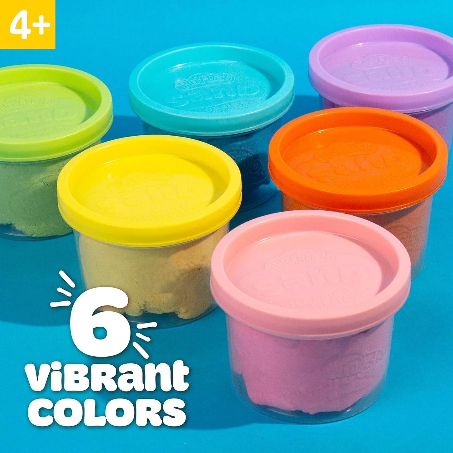 Play-Doh Sand Castle Bucket, 5 Colors & Scents of Play Sand, Resealable Cans with 5 Fun Tools, Sand Castle Building Kit, Creativity for Kids Sensory Bin, Toys for Soft Play