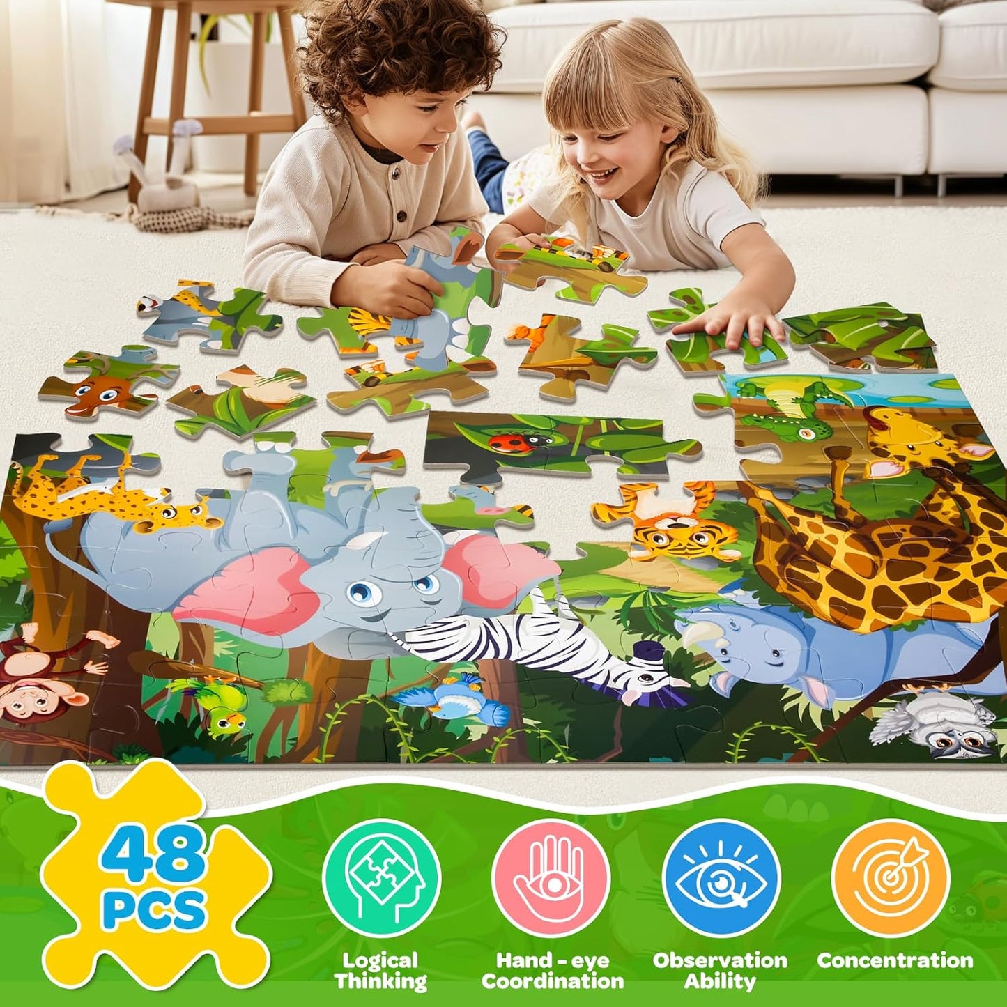 Jumbo Floor Puzzle for Kids, 48 Pieces Large Solar System Jigsaw Puzzles for Kids 3 4 5, Toddler Learning Preschool Educational Toys for 4-8, Birthday for Boys Girls