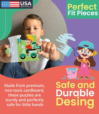 Floor Puzzles for Kids Ages 3-5 4-6 Educational 48 Piece Farm Animals with 2 Giant Coloring Posters Preschool Learning Toy Tractors Tools Barnyard Animals Screen Free Family Playtime