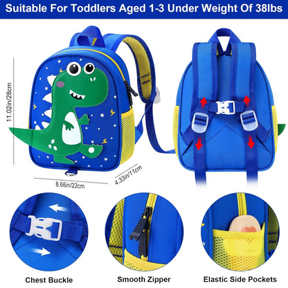 Accmor Toddler Backpack Leash with Anti Lost Wrist Link, Cute Dinosaur Kids Backpacks for Boys Aged 1-3, Mini Baby Bag Tether Walking Harness Wristband Keep Child Close Rope Rein for Travel Outdoor