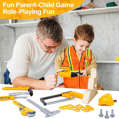 Kids Tool Set – Zealous 48 pcs Toddler Tool Set with Tool Box & Electronic Toy Drill, Pretend Play Kids Toys, Toy Construction Tools for Kids Ages 3,4,5,6,7,8 Years Old (A-Orange)