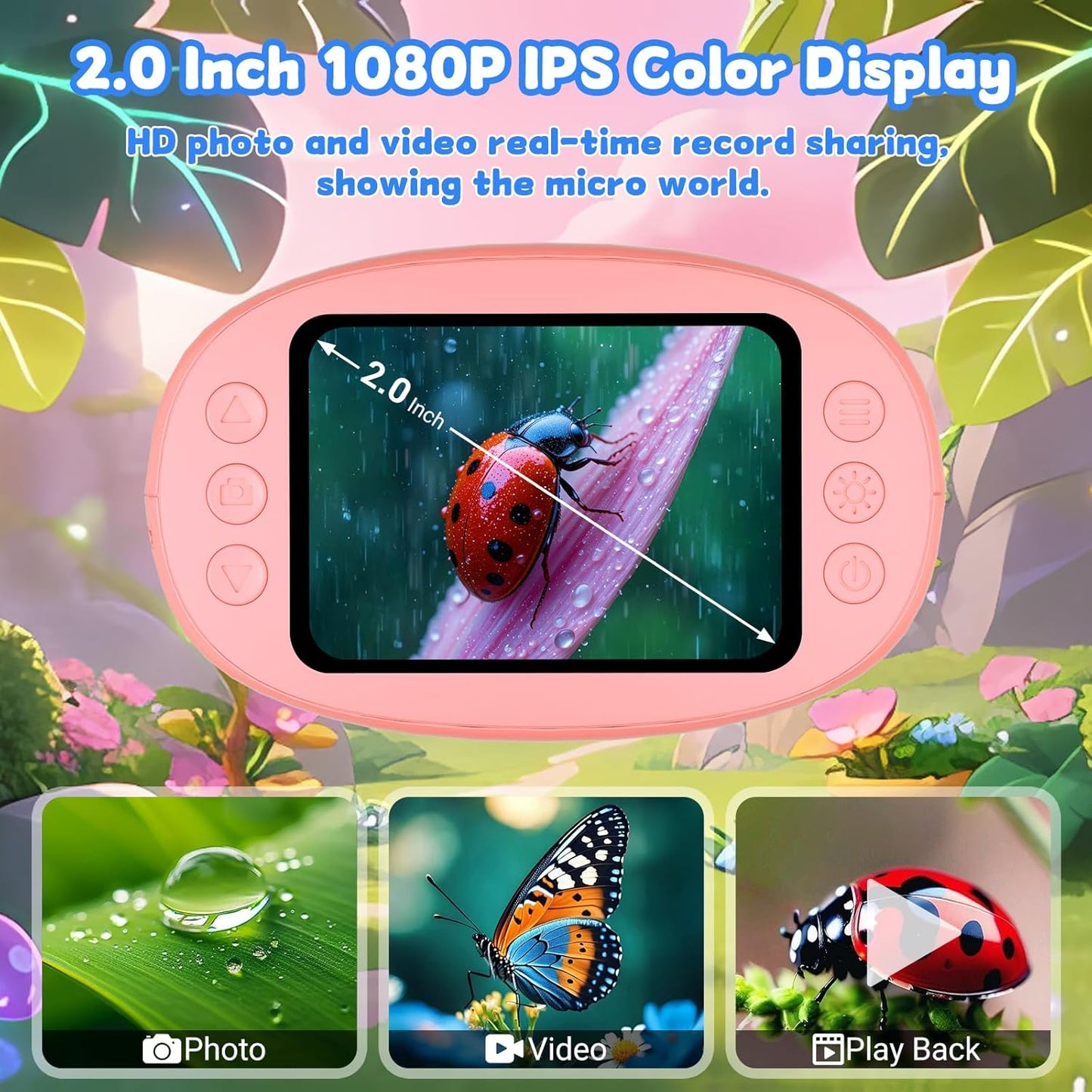 1000X Handheld Microscope for Kids: Pocket Digital Microscope with 1080P&2.0''IPS Screen&Photo/Video - Portable Edu Science Kits for Girls Boys - STEM Toys Birthday Gifts Ages 3-6 6-12(Orange)