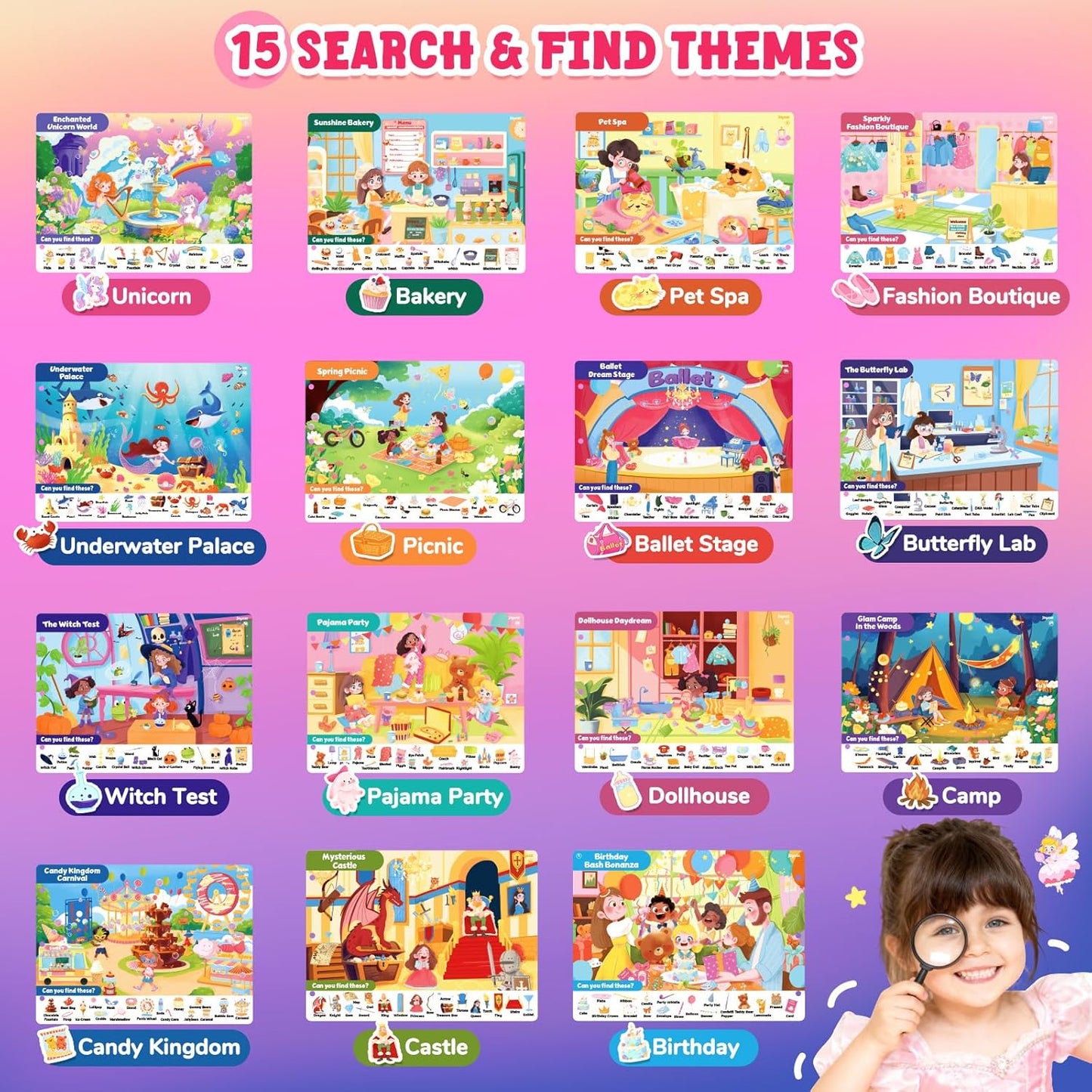 JoyCat Search and Find Activity Books, Animal Preschool Learning Activities for Toddlers & Kids, Travel Toys for Road Trip Car and Airplane, Busy Toy, Educational Game Gifts for Boys Girls Ages 3-5