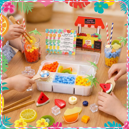 Thenshop Summer Aloha Juice Bar Sensory Bin Lemonade Stand Summer Sensory Bin Filler Sandbox Play Sand Kit Juice Stand Education Activities DIY Making Kit for Play Gift Sorting Counting Training