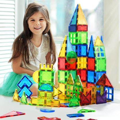 MAGBLOCK Magnetic Tiles Toys for Kids Magnet Building Tiles 100 Pcs Magnetic Blocks Preschool Building Sets Educational Toys for Toddlers Boys and Girls.