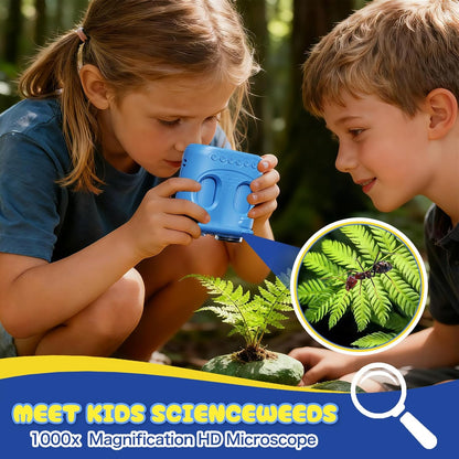 2 in 1 Handheld Microscope and Telescope for Kids, 4K 2.0" Screen, 1000X Digital Microscope for KidsPortable Educational Toys, for Age 4-12 Year Old Boys Girls Children Students
